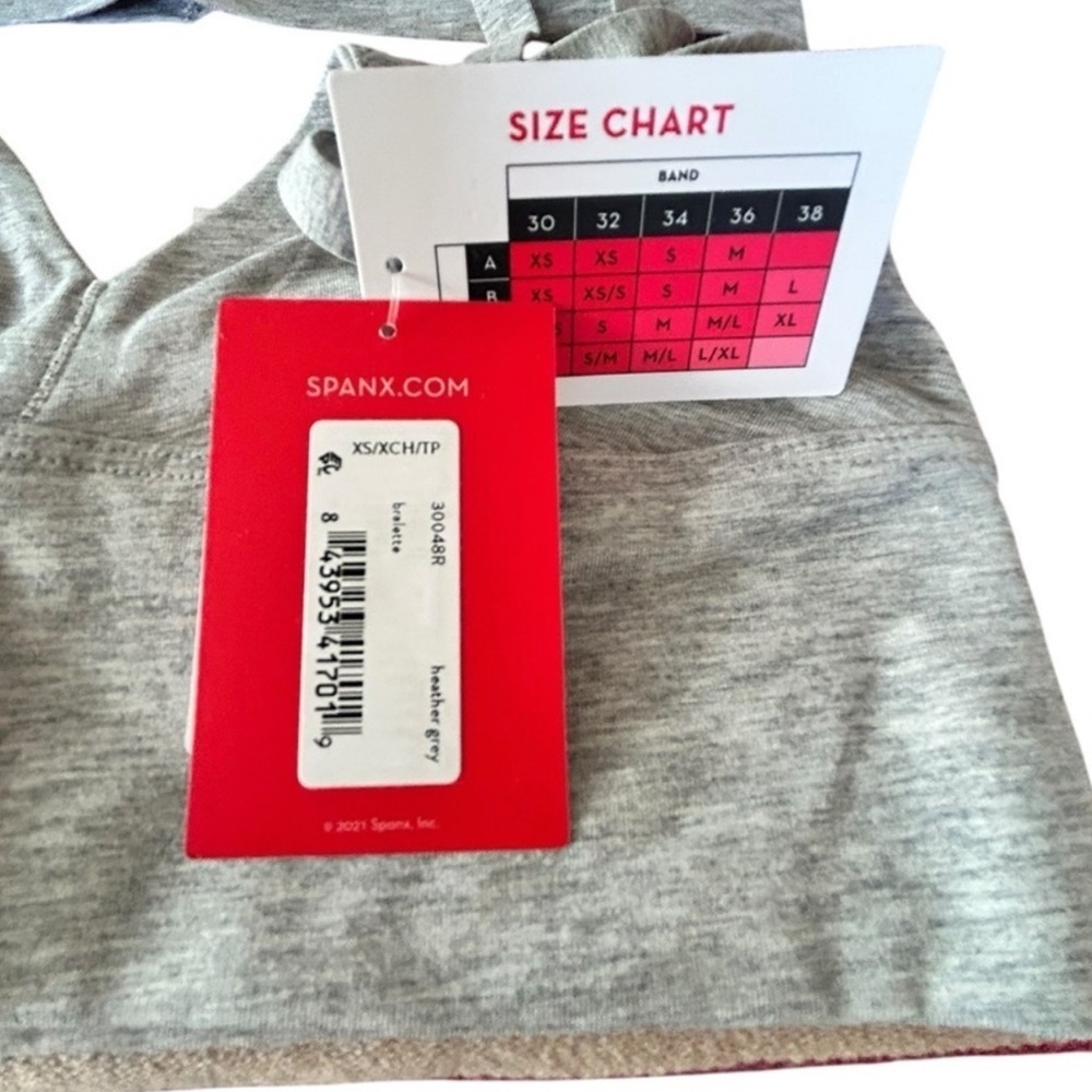 Lot of 4 SPANX Cotton Comfort Bralettes Heather Gray 30048R Extra Small NWT - Picture 4 of 5